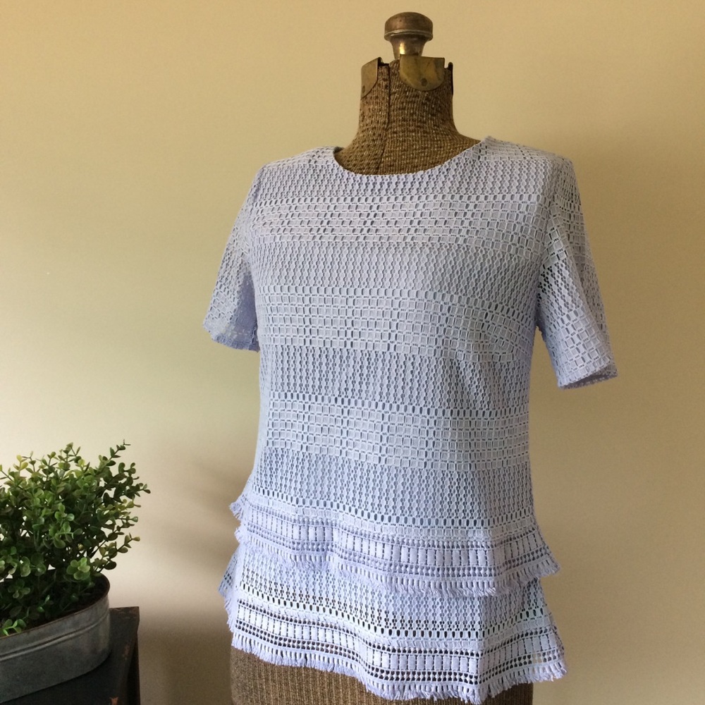 Banana Republic Lavender Geo Lace Fringe Top <XS>
